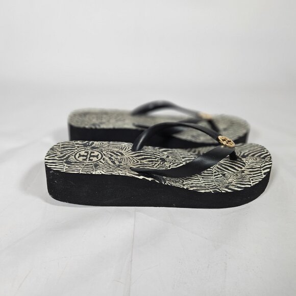 Tory Burch Zebra Print Platform Flip Flops Black Cream Women's Size 7.5-8? - Picture 3 of 11